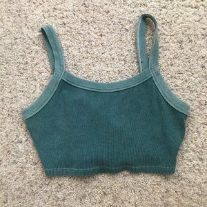 Dark green waffle textured crop top